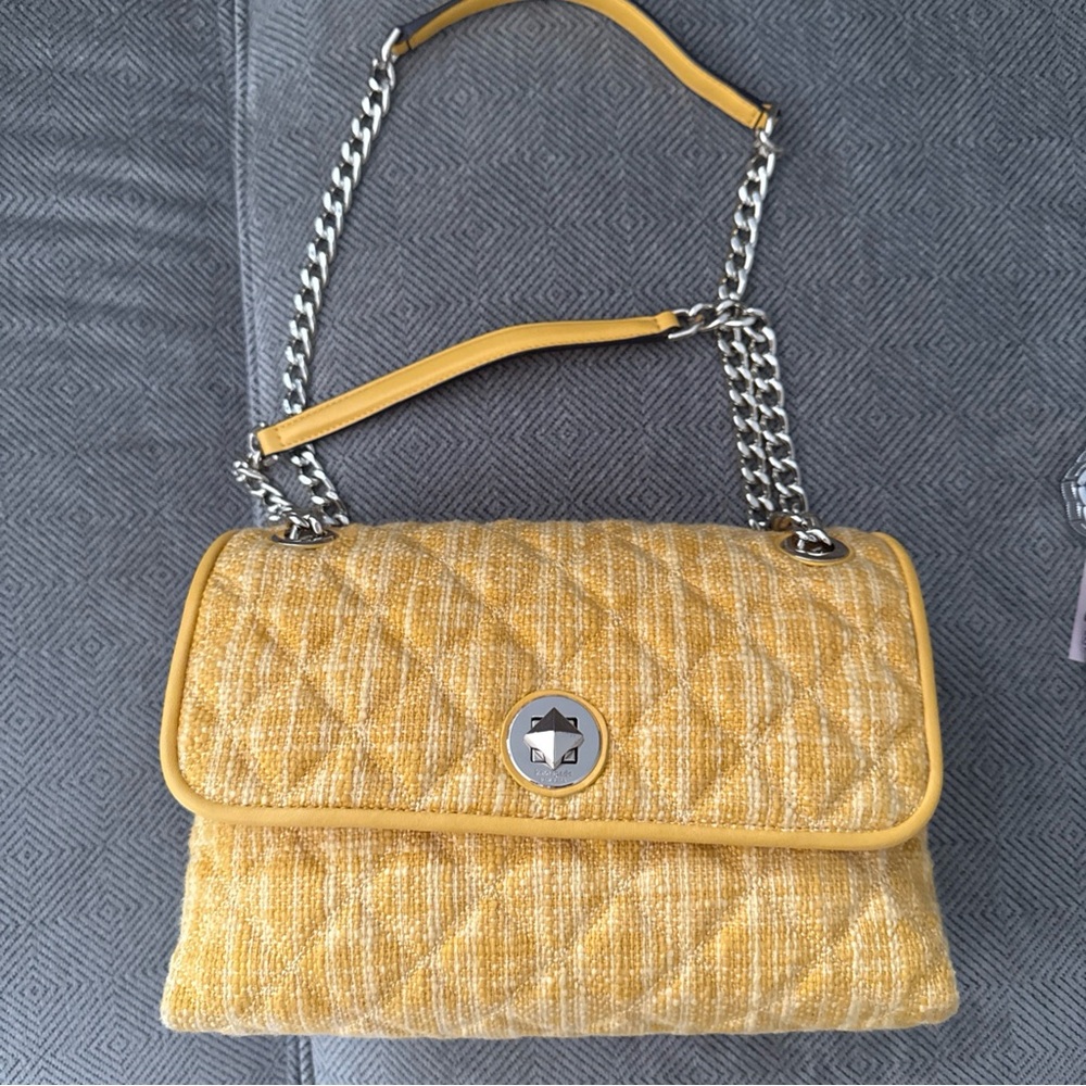 Kate Spade Yellow Quilted Shoulder Bag with Chain
